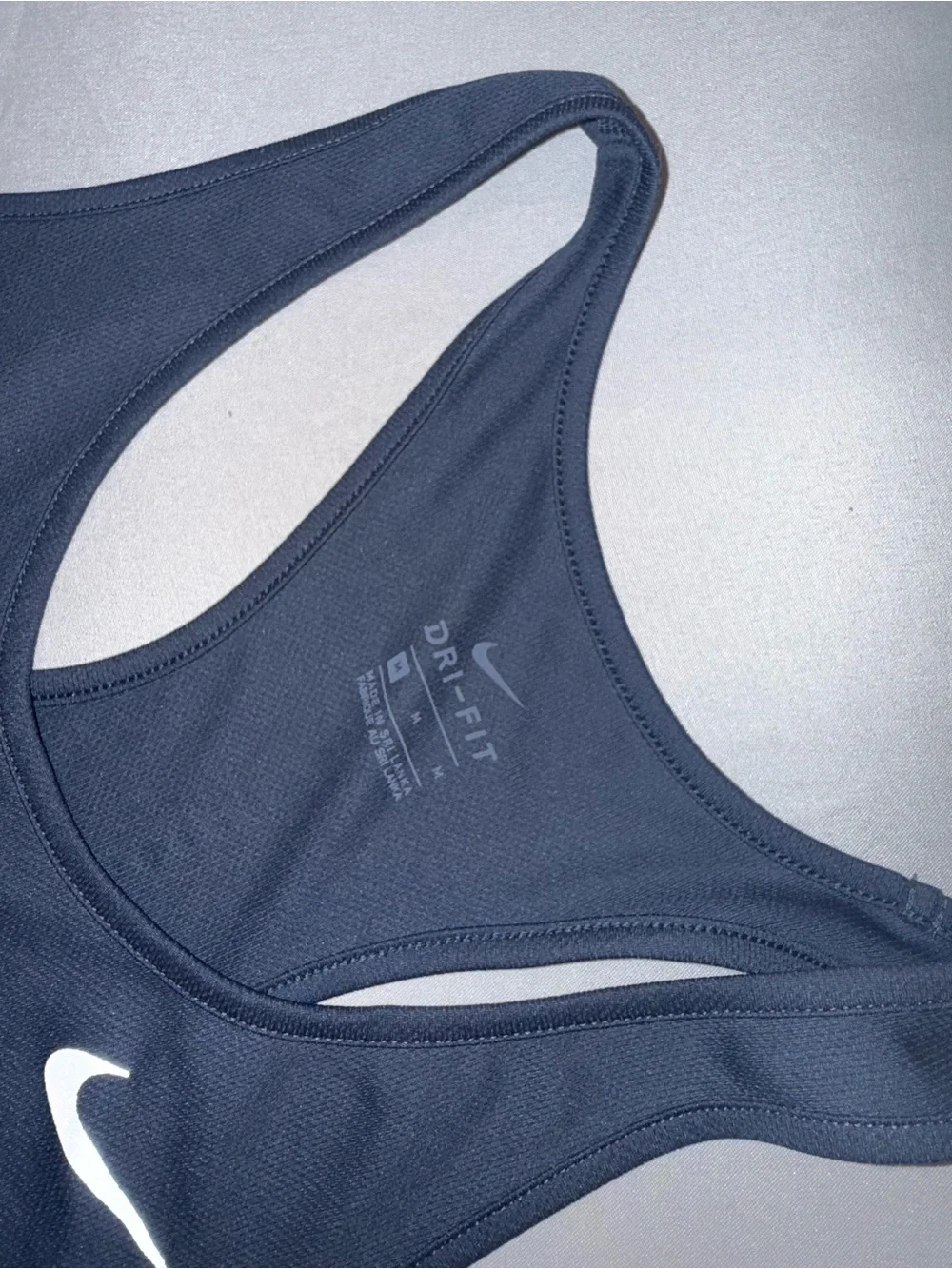 Nike Dri-Fit Logo Women's Navy Blue Racerback Athletic Tank Top Size Medium